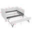 Lit de jour double en vichy double avec couchette simple sans sommier, avec port USB et adorable tissu en forme de vague-1993786070