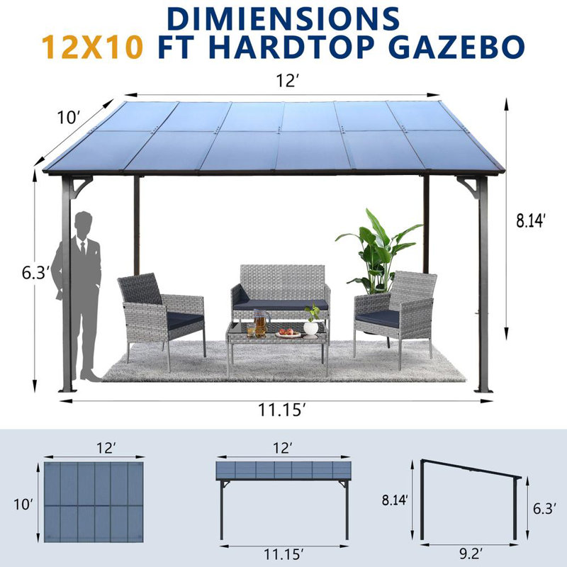 10' x 12' Outdoor Pergola Gazebo