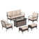 Outdoor Patio Conversation Set With Fire Pit Table & Optional Ottomans