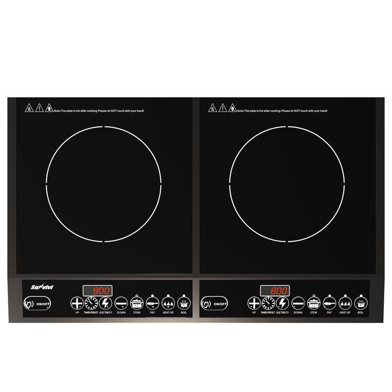 Plaque de cuisson à induction 1000W + 800W avec 2 brûleurs