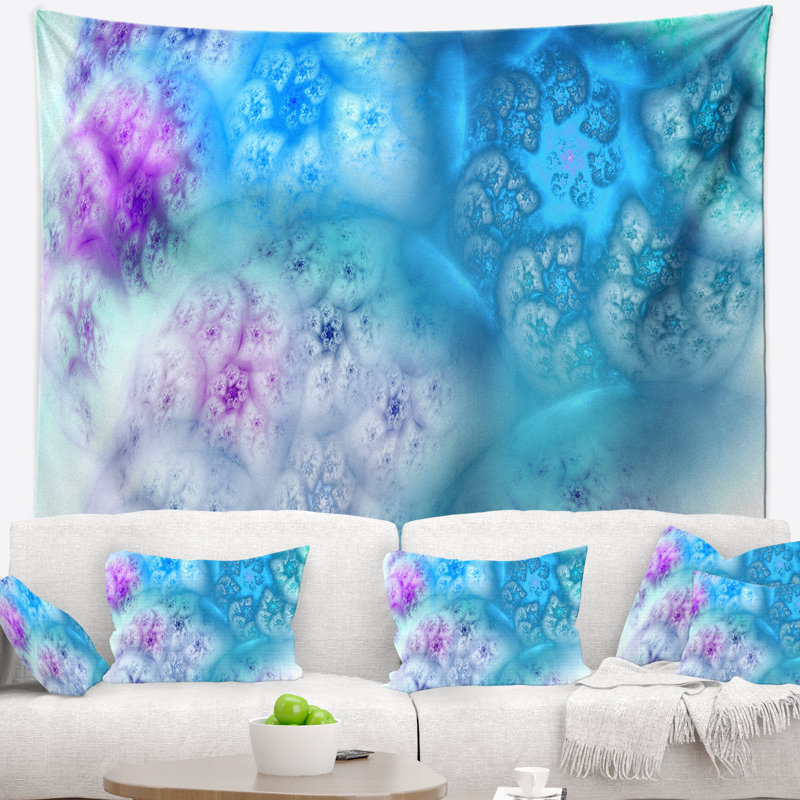 Tapisserie abstraite, bleu clair, ciel orageux, H 50 po x l 60 po