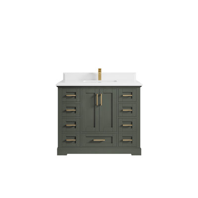 Meuble-lavabo simple 42 po avec plateau en quartz Boston