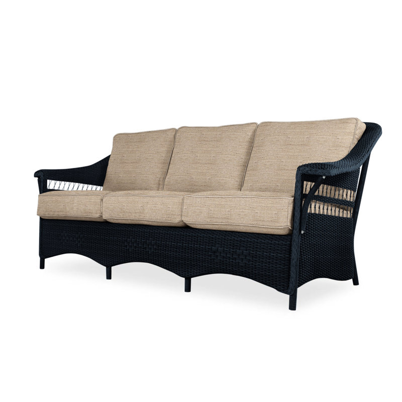 Nantucket Outdoor 3 - Seat Patio Sofa, Decorline Natural, Ebony