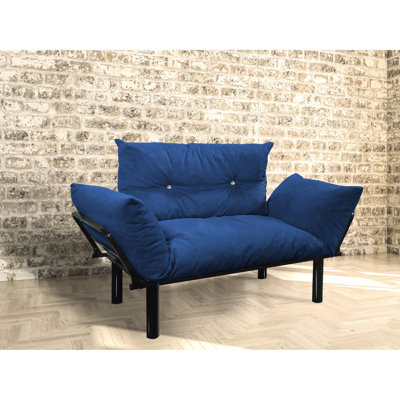 Blue Love Seat - Compact Futon Couch For Small Living Rooms And Bedrooms. High Legs Allow Easy Under-cleaning. Color Variants Armrest Couch. Assembly With Included Instruction Manual. No Extra Tools