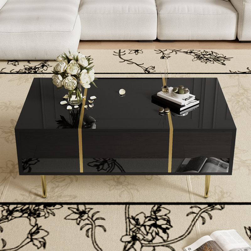 Coffee Table With Storage, Black