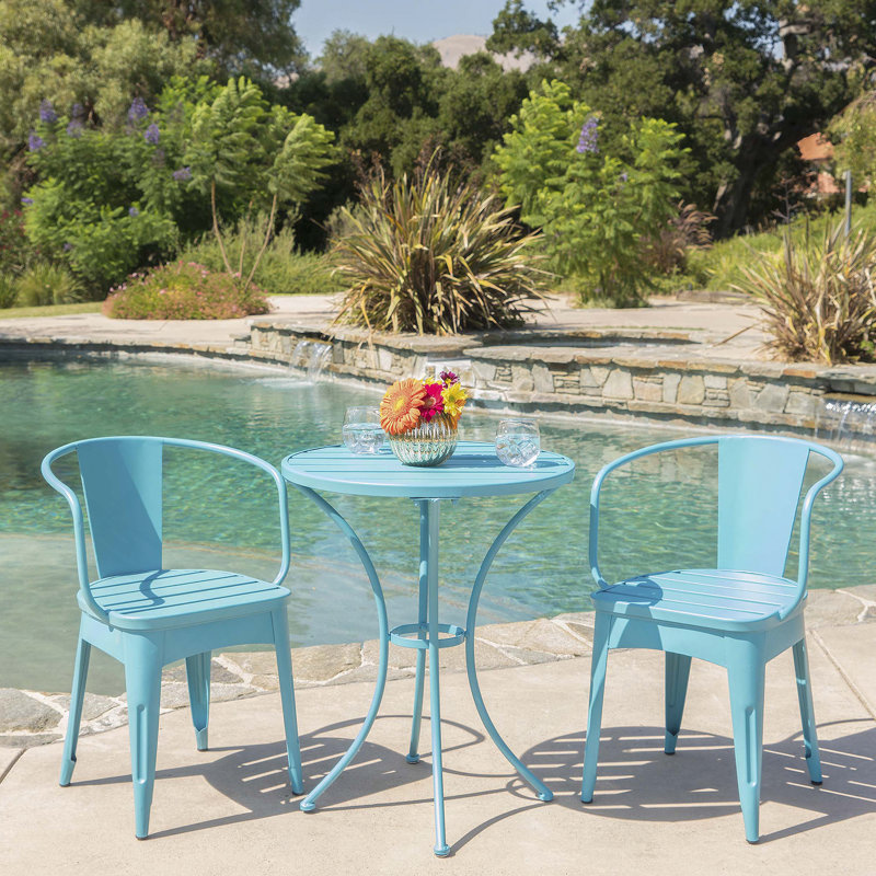 Ensemble de 3 pièces en métal KD, deux fauteuils inclinables, une table, fer thermolaqué, imperméable