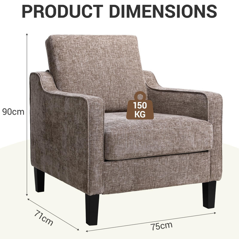 Upholstered Chenille Armchair, Brown