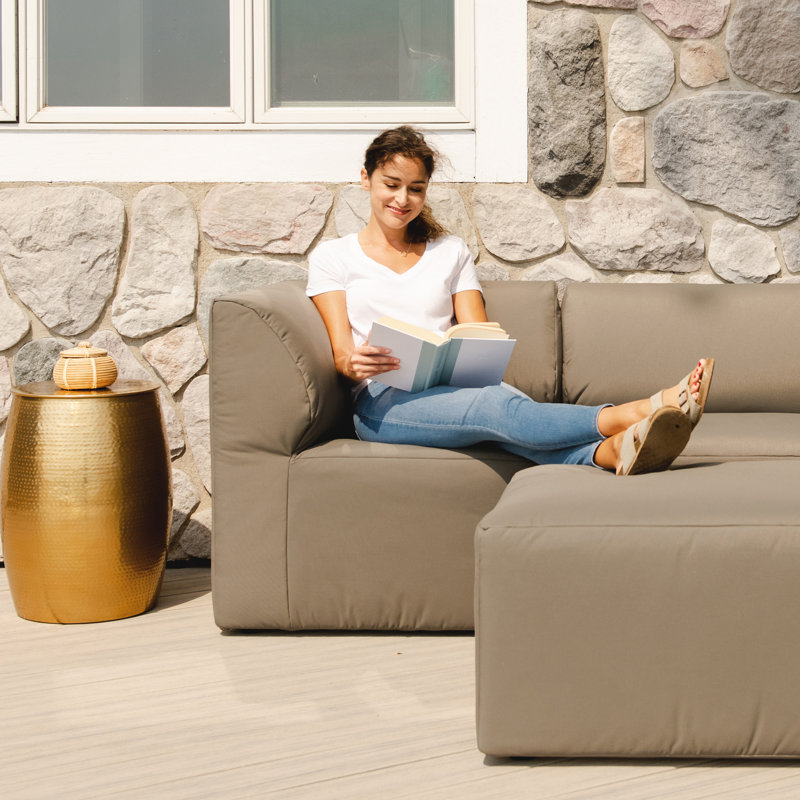 Castor Gray Modular Patio Ottoman with Molded Core