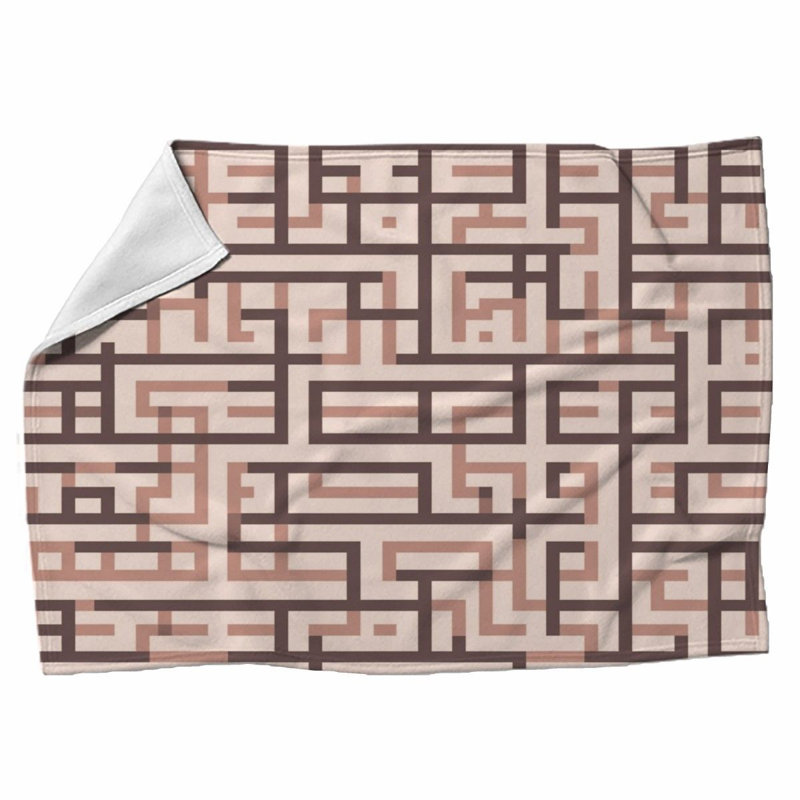 Machine Printed Throw Blanket, Geometric, Twin, Pink/Beige