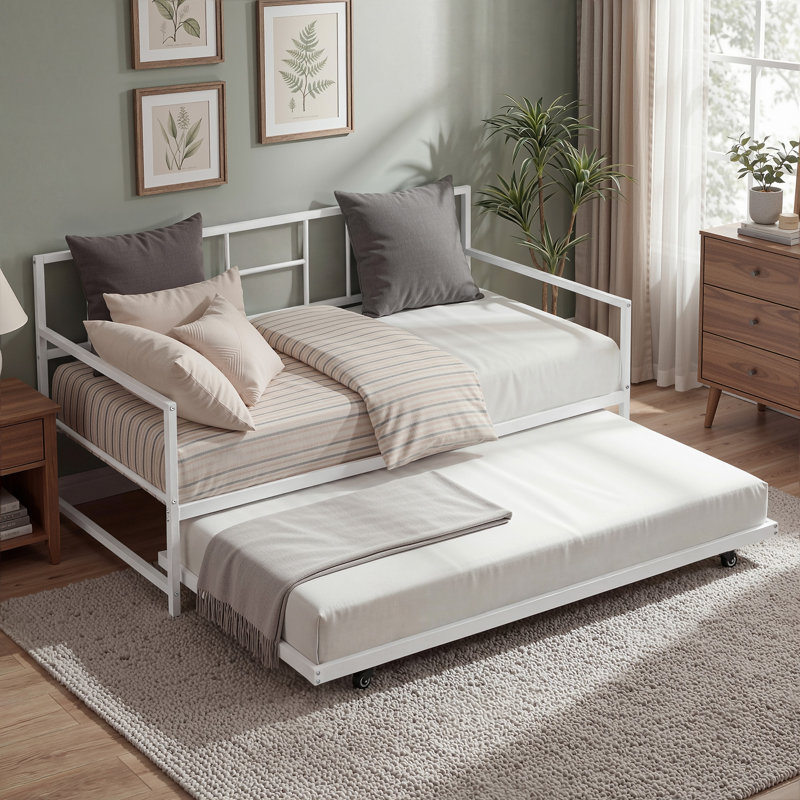 Crumlin Metal Daybed Storage Bed, White