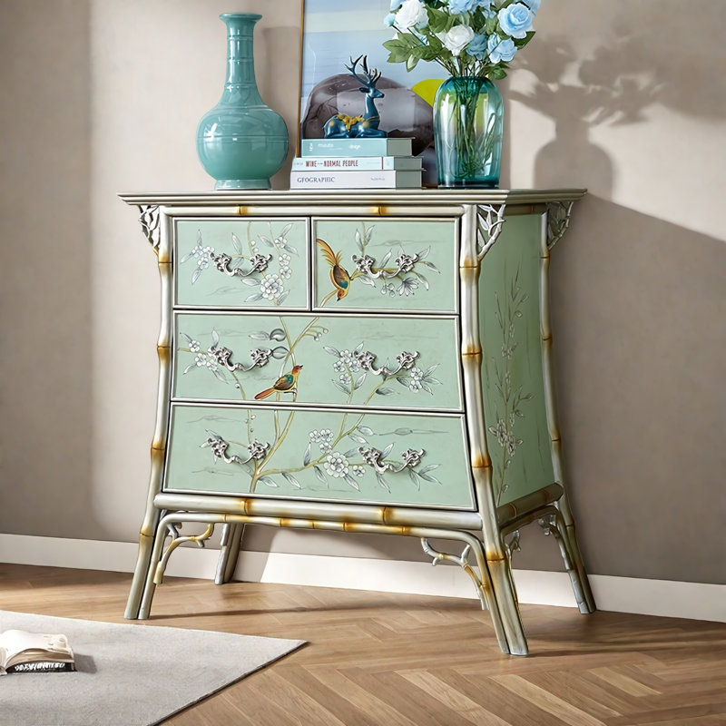 Unique Painting Solid Wood Accent Chest