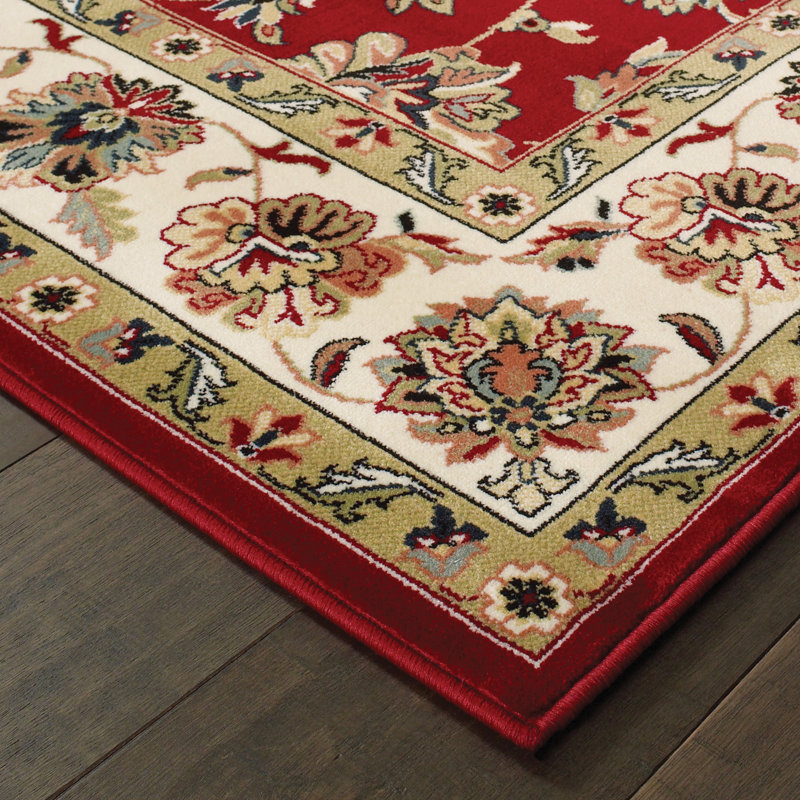 Tapis rouge / ivoire Greenwich, Tapis de couloir 2 pi 3 po x 7 pi 6 po