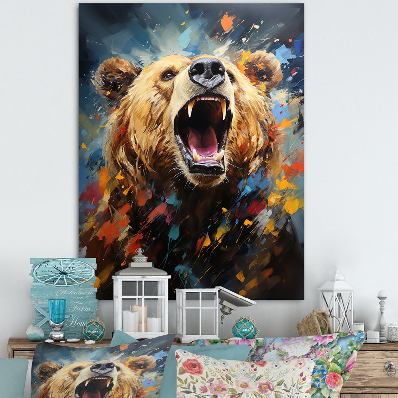 «Expressionist Grizzly Bear», impression sur toile, H 32 po x l 24 po x P 1 po, Toile tendue
