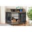 Cage pour chien avec rangement double couche et finition rouille, porte de chenil coulissante grise,