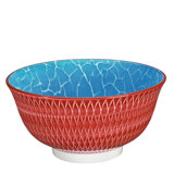 "Rhombuses" Porcelain Bowl, Red, Set of 6
