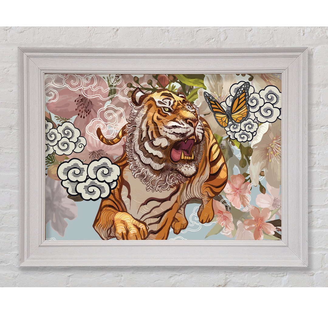 The Tiger Floral - Einzelner Bilderrahmen Kunstdrucke