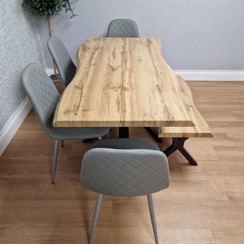 Dining Set, Grey, 75cm H x 117cm W x 77cm D