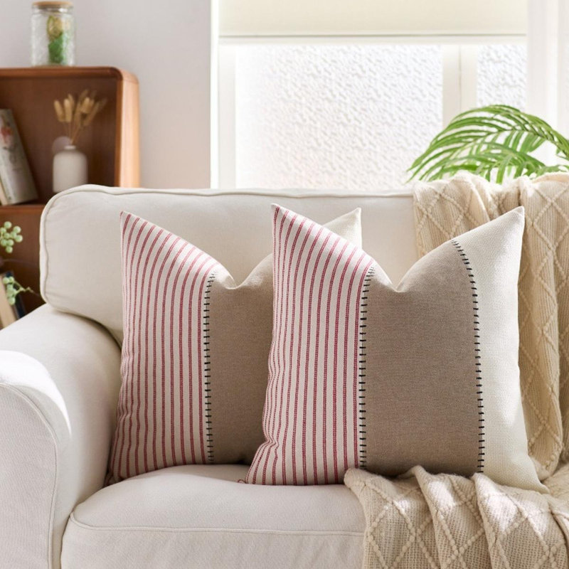 Housse de coussin décoratif neutre Boho, Pink