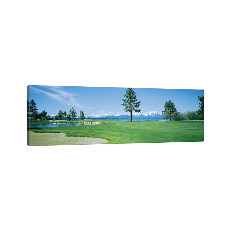 Sand Trap In A Golf Course, Edgewood Tahoe Golf Course, Stateline, Douglas County, Nevada by Panoramic Images - Wrapped Canvas Panoramic Print