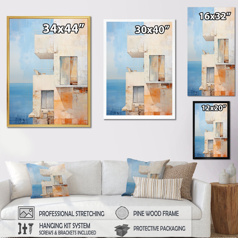 «Soft Color Cubic Beach House III», reproduction sur toile, Toile tendue, H 20 po x l 12 po x P 1 po