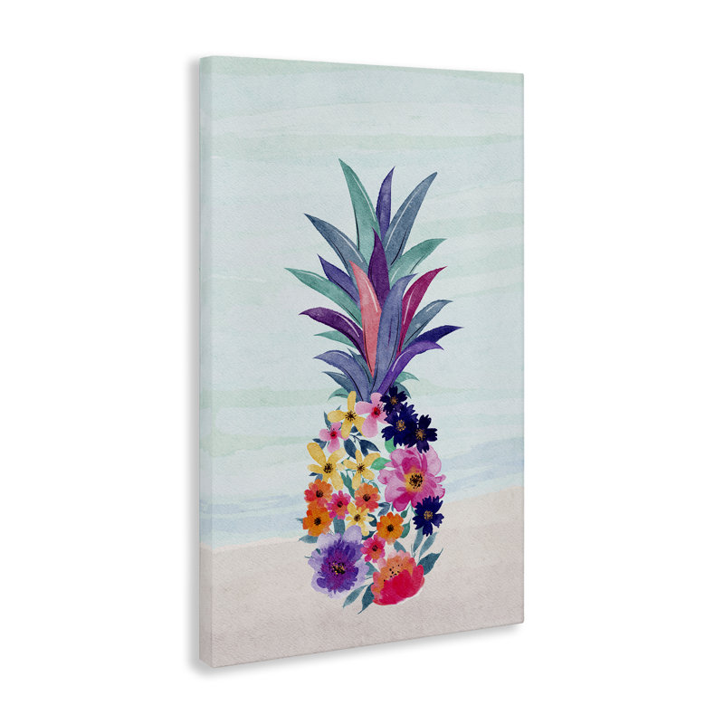 Art floral sur toile, ananas et plage par JJ Design House LLC, H 45 po x l 30 po