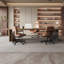 Bureau rectangulaire rétro en bois massif brun-107761090