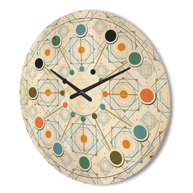 Horloge murale rétro Mid-Century en orange et bluye, Grand