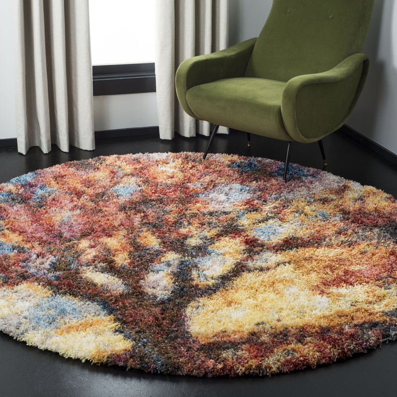 Delma Performance Floral Rug, Round 6'7"