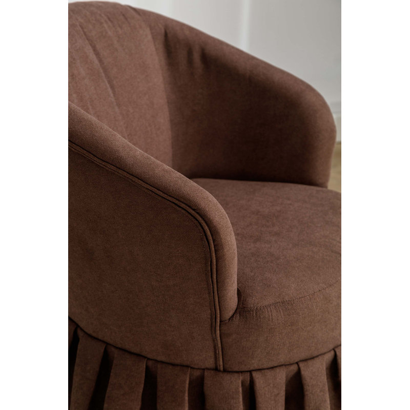 Fauteuil club pivotant rembourré Badri, Lin brun