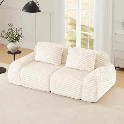 Canapé modulaire moderne 82 po pour salon en tissu de flanelle très texturé