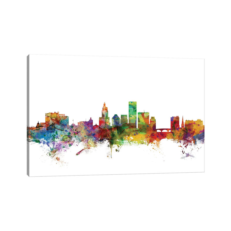 Providence, Rhode Island Skyline by Michael Tompsett - 1 Piece Wrapped Canvas Painting, 101.6 cm H x 66.04 cm W x 1.91 cm D