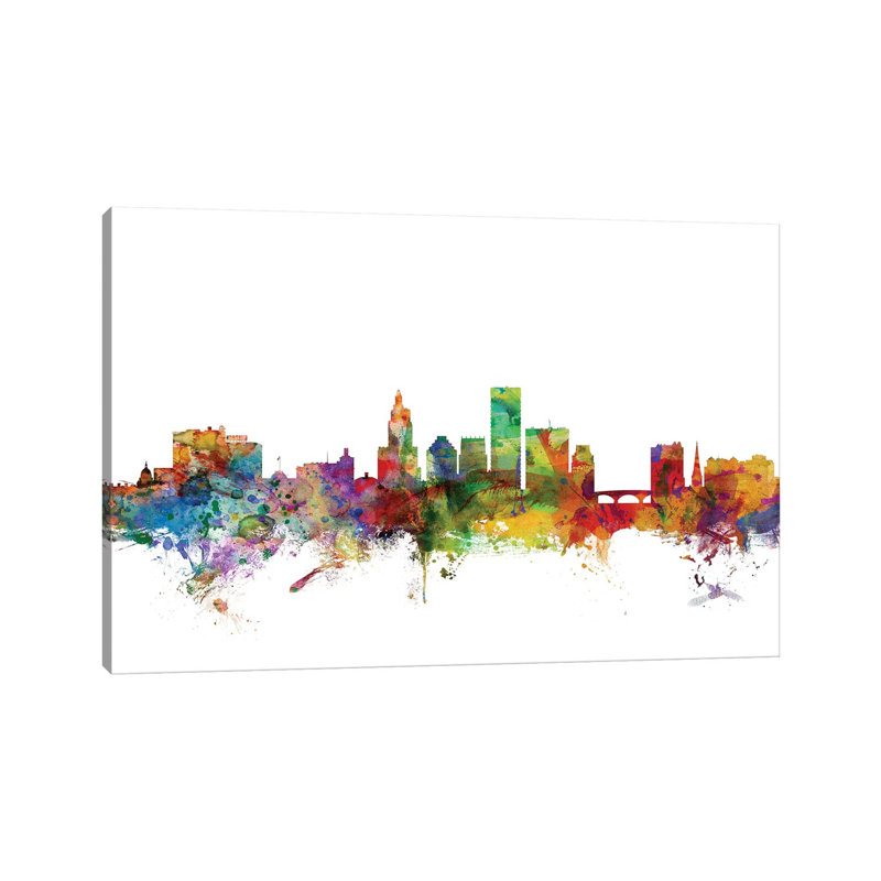 Providence, Rhode Island Skyline by Michael Tompsett - Wrapped Canvas Painting, 101.6 cm H x 66.04 cm W x 1.91 cm D