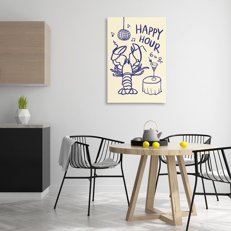 «Happy Hour Lobster», art mural sur toile, design par Florentina Dolci, H 36 po x l 24 po