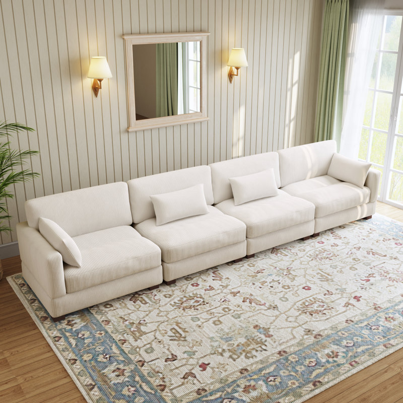 Maelina Reversible Modular Corner Sofa, 84.6cm H x 406.9cm W x 87.4cm D, Beige