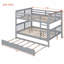 Lit double superposé au dessus d'un lit double avec gigogne simple et échelle, gris
