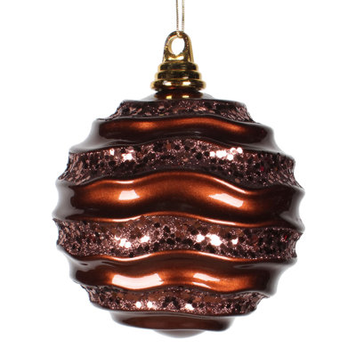 Ornement de Noël boule rayée et scintillante