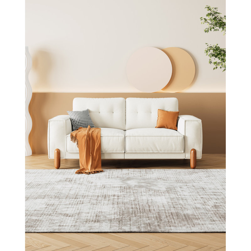 Chenille blanche 5 - cadre en mousse haute, apparence moderne avec accoudoirs carrés modernes 900 lb Capacité, tissu, accoudoirs spacieux