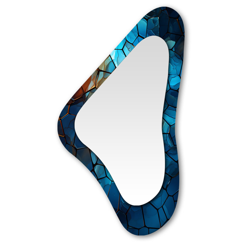 Miroir décoratif de forme unique, mosaïque bleue et jaune Lexi