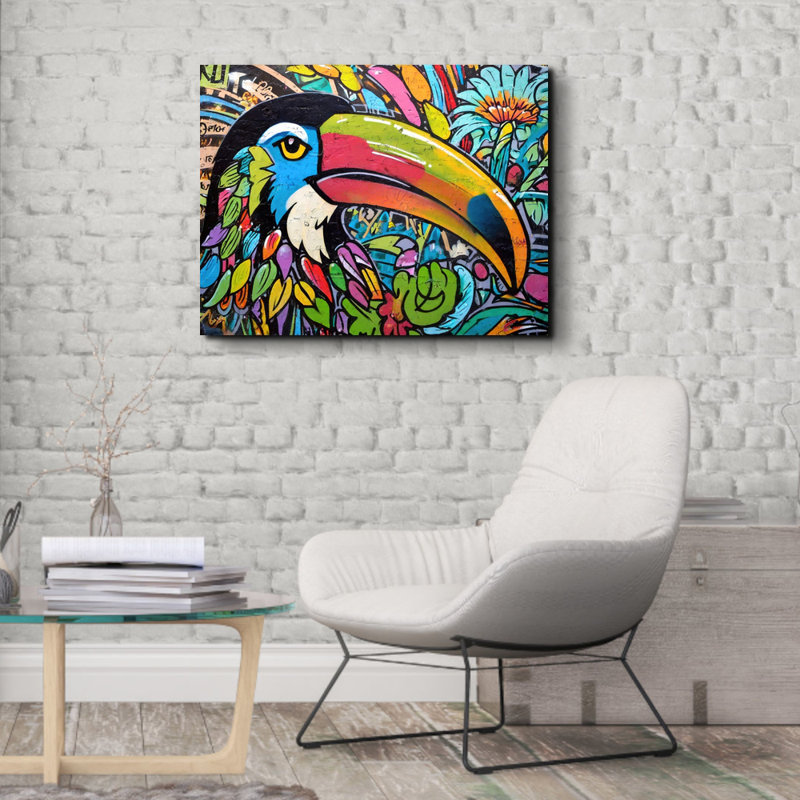 "Tucan Graffitianimals" sur toile, H 15 po x l 18 po