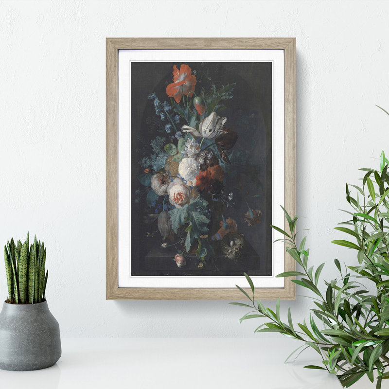 Still Life with Flowers Vol.4 by Jan Van Huysum - Picture Frame Painting, Oak, 48cm H x 36cm W x 2cm D