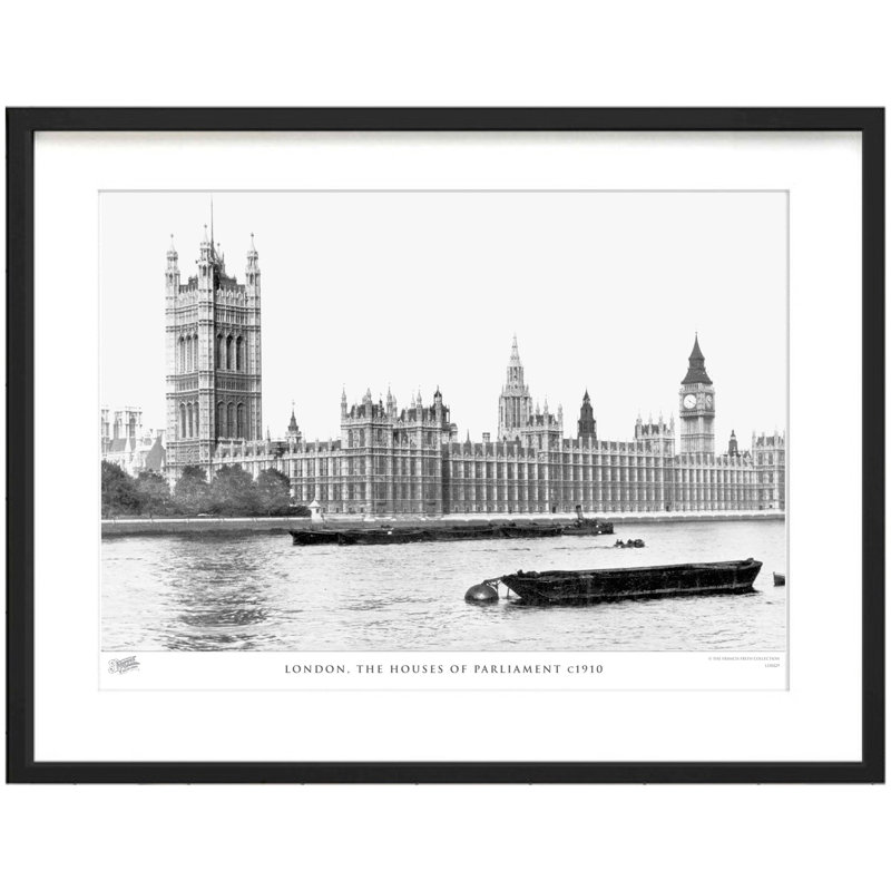 London, the Houses of Parliament C1910 1 Piece Single Picture Frame Wall Art, 28cm H x 36cm W x 2.3cm D