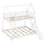 Lit superposé simple au-dessus de grand lit avec filets d'escalade et rampe d'escalade, blanc