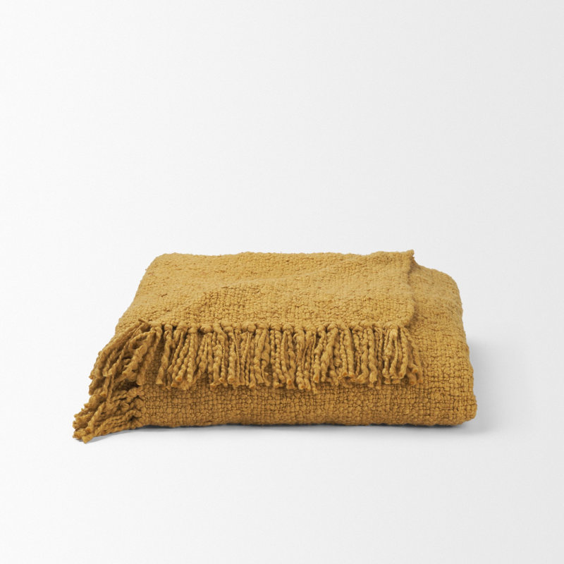 Jeté en coton tissé moutarde Kambal, Moutarde