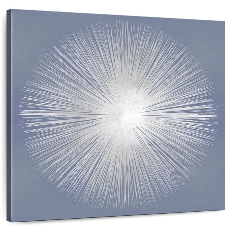 Silver Sunburst On Gray I, 36" H x 36" W