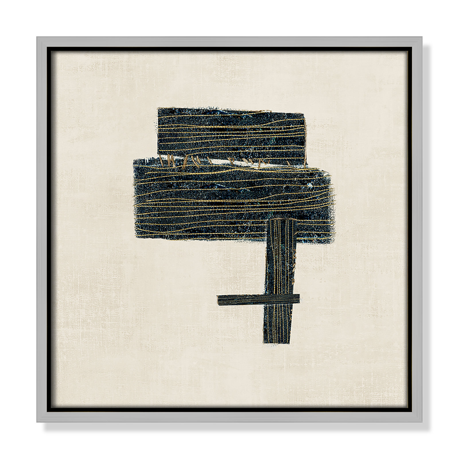 Copeland "Stitched I" Print, Silver, 13.5" H x 13.5" W