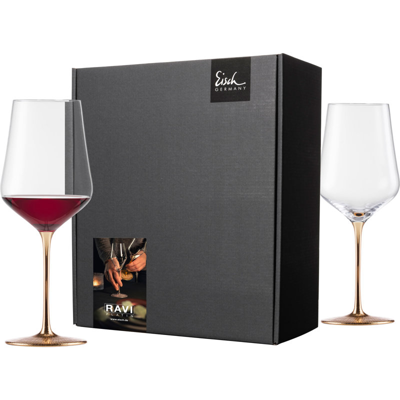 Encinas 620ml Red Wine Glass Set, Gold