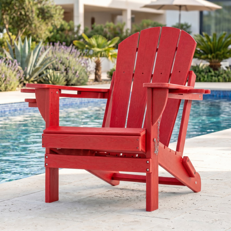 Foldable HDPE Adirondack Chair – Premium Weather-Resistant Patio Seating for All Seasons, Red