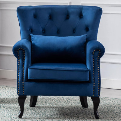 Mid Century Modern Accent Chair With Tufted Wingback And Upholstery - Removable Cushion & Washable Cover - Sturdy Wooden Legs For Living Room, Bedroom Or Office