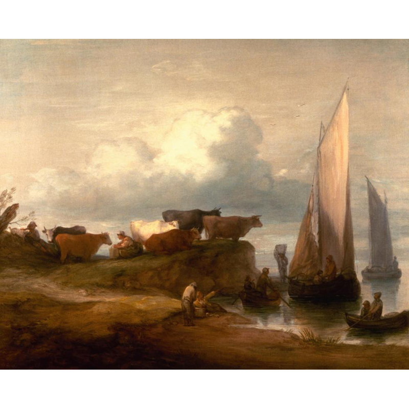 «A Coastal Landscape» par Thomas Gainsborough - Art mural sur toile tendue avec châssis, H 40 po x l 28 po