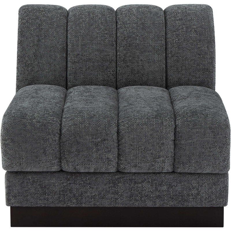 Fauteuil en chenille Quinn, Tissu gris chenille
